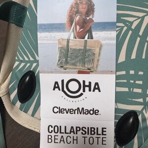 ALOHA Collection Tropical Leaf Tote in Green and Cream